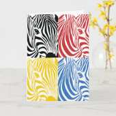 Zebra 4-kleurige Groeten Kaart (Gele Bloem)