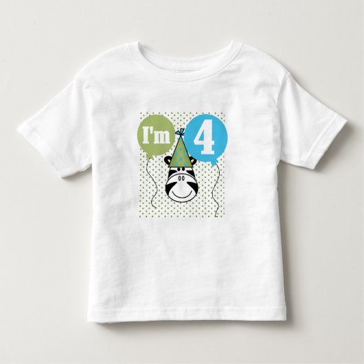 Zebra 4e verjaardag T-shirts en geschenken (Voorkant)