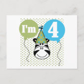 Zebra 4e verjaardag T-shirts en geschenken Briefkaart (Voorkant)