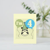 Zebra 4e verjaardag T-shirts en geschenken Briefkaart (Staand voorkant)