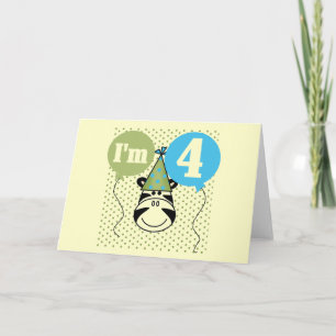 Zebra 4e verjaardag T-shirts en geschenken Kaart