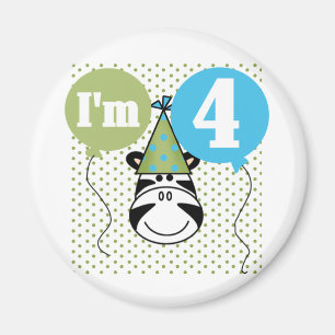 Zebra 4e verjaardag T-shirts en geschenken Magneet