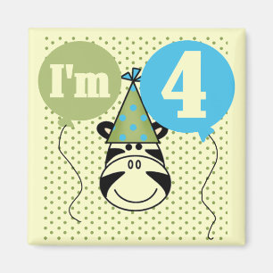 Zebra 4e verjaardag T-shirts en geschenken Magneet