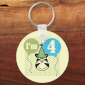 Zebra 4e verjaardag T-shirts en geschenken Sleutelhanger (Voorkant)