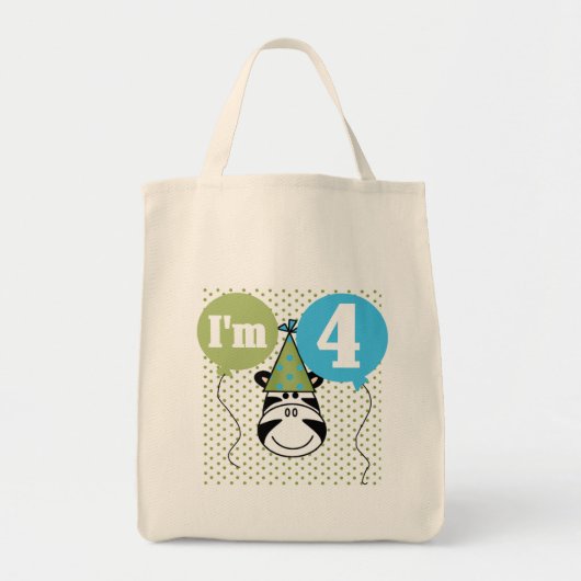 Zebra 4e verjaardag T-shirts en geschenken Tote Bag (Voorkant)