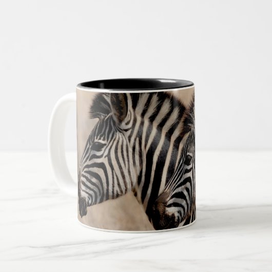 ZEBRA 927 WILDE DIEREN AFRIKAANSE NATUUR VEILIGHEI TWEEKLEURIGE KOFFIEMOK (Voorkant links)