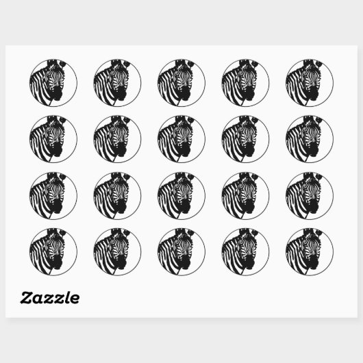zebra. aanpasbare kleur. ronde sticker (Vel)