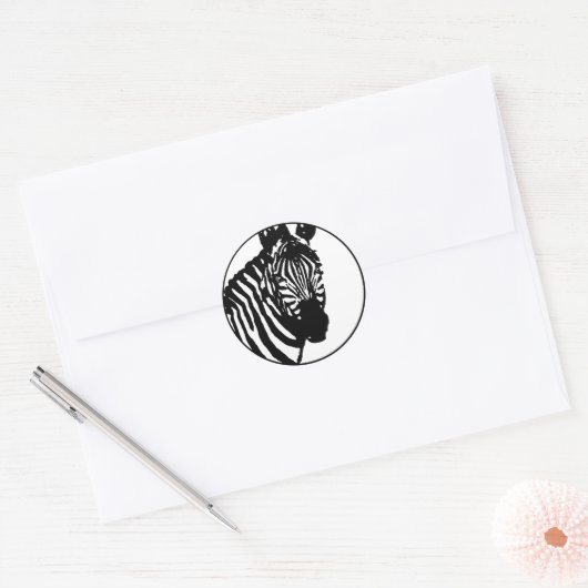 zebra. aanpasbare kleur. ronde sticker (Envelop)