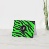 Zebra Aanvankelijke Neon van het Met monogram van Notitiekaartje (Voorkant)