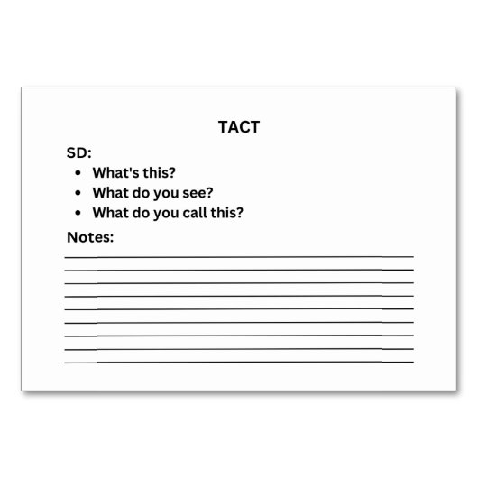 Zebra ABA Tact Labelling Flashcard | KAART AFBEELD (Achterkant)