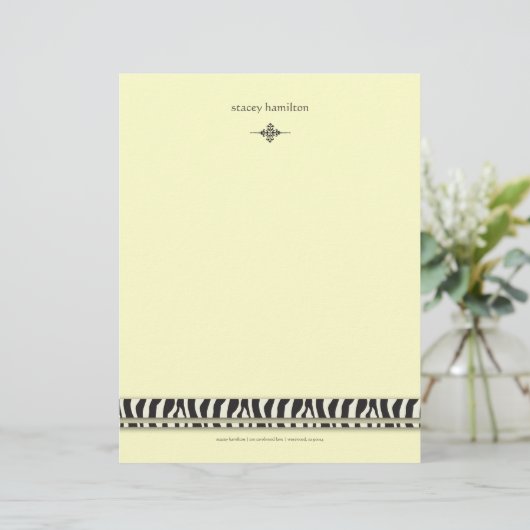 Zebra accent custom briefhoofd (Staand voorkant)