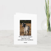 Zebra achter bewerkbaar wenskaart kaart (Achterkant)