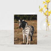 Zebra achter bewerkbaar wenskaart kaart (Gele Bloem)