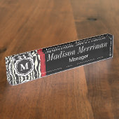 Zebra afdrukken met een rode balk | DIY Monogram e Naambordje (Zijkant)