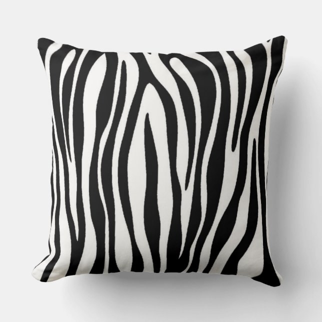Zebra Afdrukken met Solid Black Terug Kussen (Voorkant)