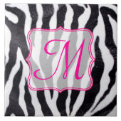 Zebra Afdrukmonogram voor Stripe dieren Tegeltje (Voorkant)