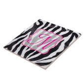Zebra Afdrukmonogram voor Stripe dieren Tegeltje (Zijkant)