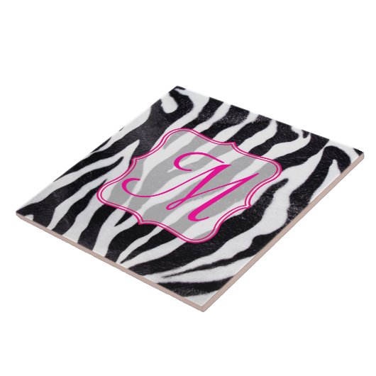 Zebra Afdrukmonogram voor Stripe dieren Tegeltje (Zijkant)