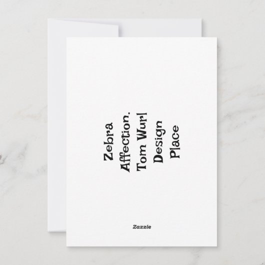 Zebra Affectie, Platte vakantie Kaart (Achterkant)