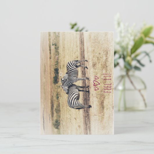Zebra Affectie, Platte vakantie Kaart (Staand voorkant)