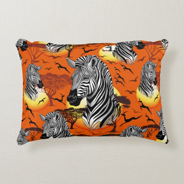 Zebra African Savanna Wild Animal Accent Kussen (Voorkant)