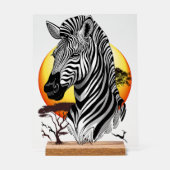 Zebra African Savanna Wild Animal Acryl Bord (Voorkant)