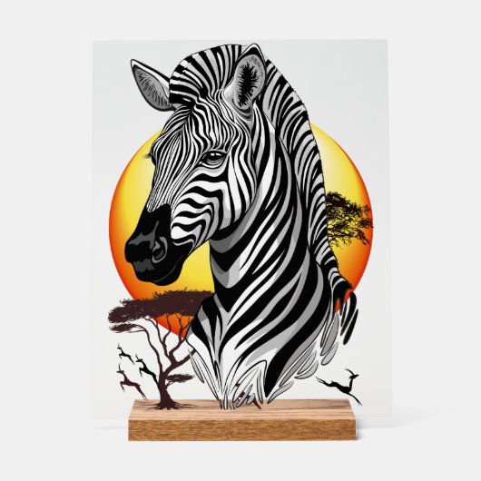 Zebra African Savanna Wild Animal Acryl Bord (Voorkant)