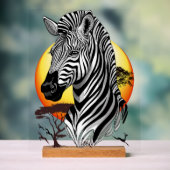 Zebra African Savanna Wild Animal Acryl Bord (Neutraal)