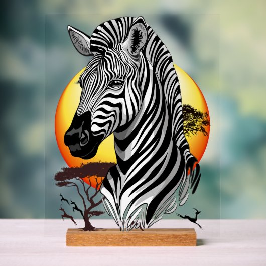 Zebra African Savanna Wild Animal Acryl Bord (Neutraal)