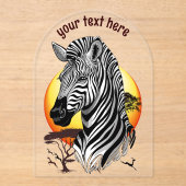 Zebra African Savanna Wild Animal Acryl Uitnodigingen (Voorkant)