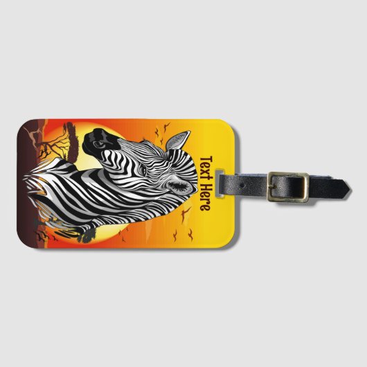 Zebra African Savanna Wild Animal Bagagelabel (Voorkant (horizontaal))