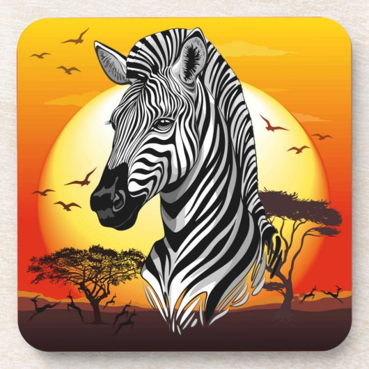 Zebra African Savanna Wild Animal Bier Onderzetter (Voorkant)