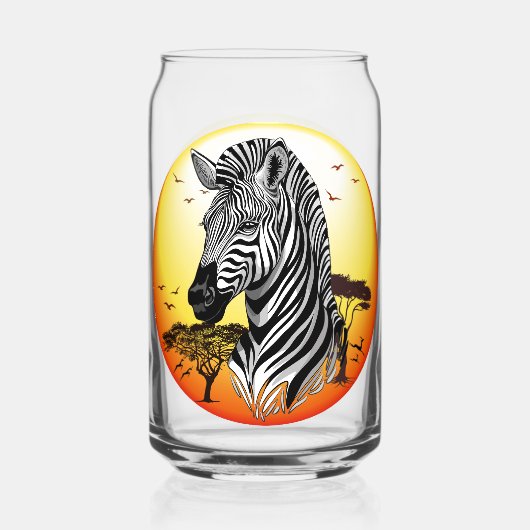 Zebra African Savanna Wild Animal Blikvorm Glas (Achterkant)