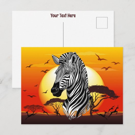 Zebra African Savanna Wild Animal Briefkaart (Voorkant / Achterkant)