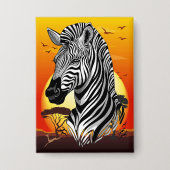 Zebra African Savanna Wild Animal Button (Voorkant)