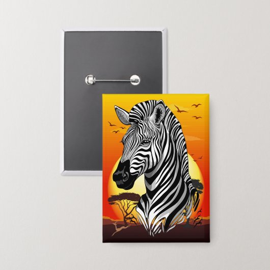 Zebra African Savanna Wild Animal Button (Voorkant / Achterkant)