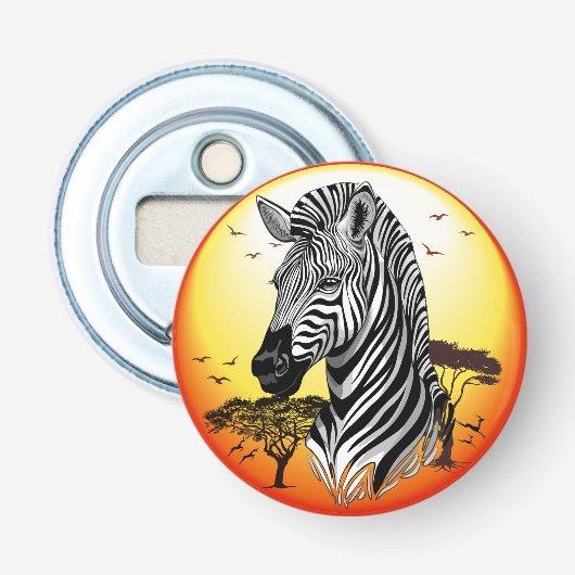Zebra African Savanna Wild Animal Button Flesopener (Voorkant)