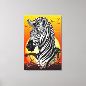 Zebra African Savanna Wild Animal Canvas Afdruk (Voorkant)