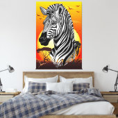 Zebra African Savanna Wild Animal Canvas Afdruk (Insitu (Slaapkamer))