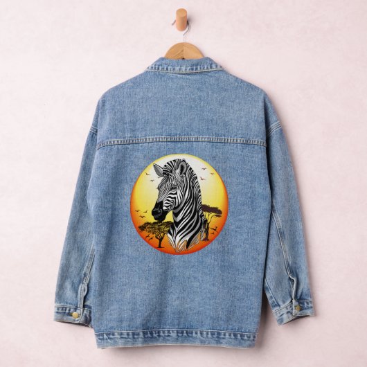 Zebra African Savanna Wild Animal Denim Jacket (Hangar)