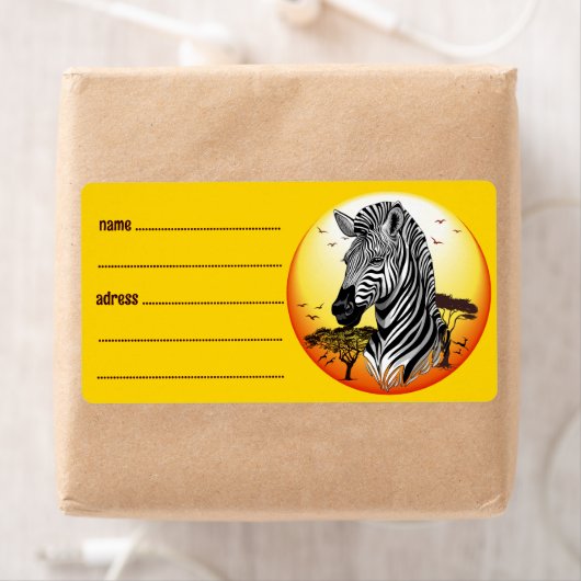 Zebra African Savanna Wild Animal Etiket (Insitu)