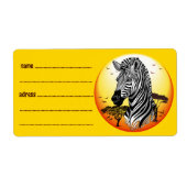Zebra African Savanna Wild Animal Etiket (Voorkant)