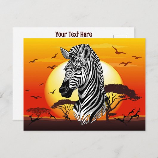 Zebra African Savanna Wild Animal Feestdagenkaart (Voorkant / Achterkant)