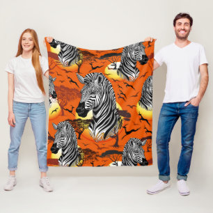 Zebra African Savanna Wild Animal Fleece Deken