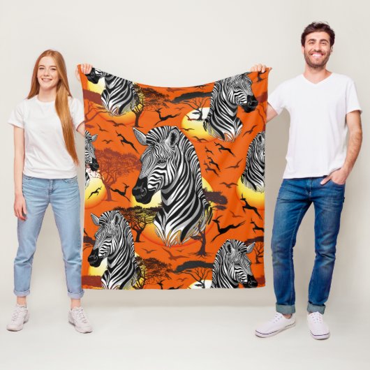 Zebra African Savanna Wild Animal Fleece Deken (In situ)