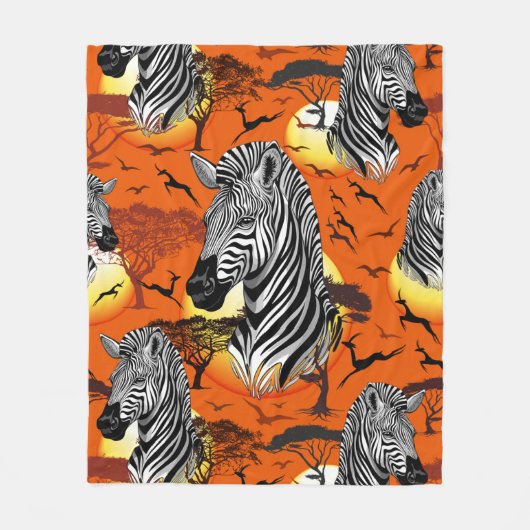 Zebra African Savanna Wild Animal Fleece Deken (Voorkant)