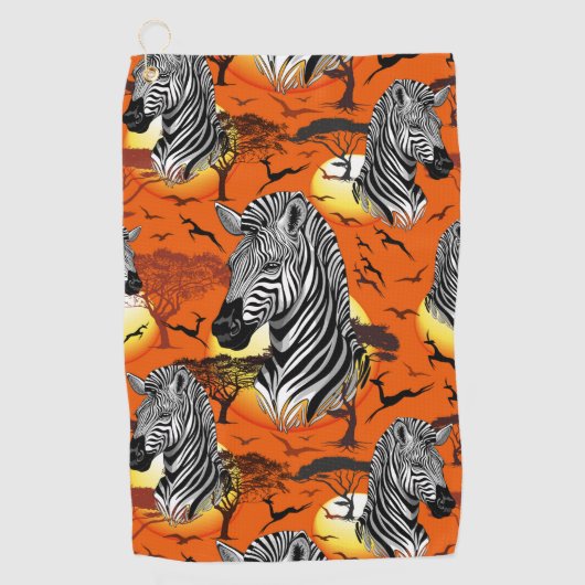 Zebra African Savanna Wild Animal Golfhanddoek (Voorkant)