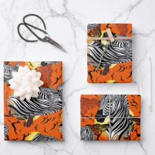 Zebra African Savanna Wild Animal Inpakpapier Vel