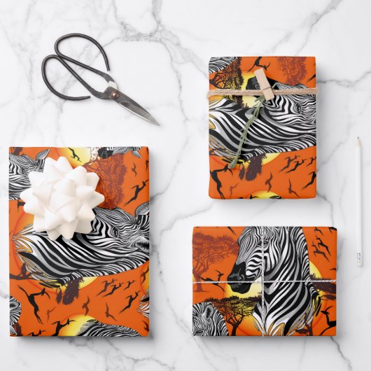 Zebra African Savanna Wild Animal Inpakpapier Vel (Voorkant)