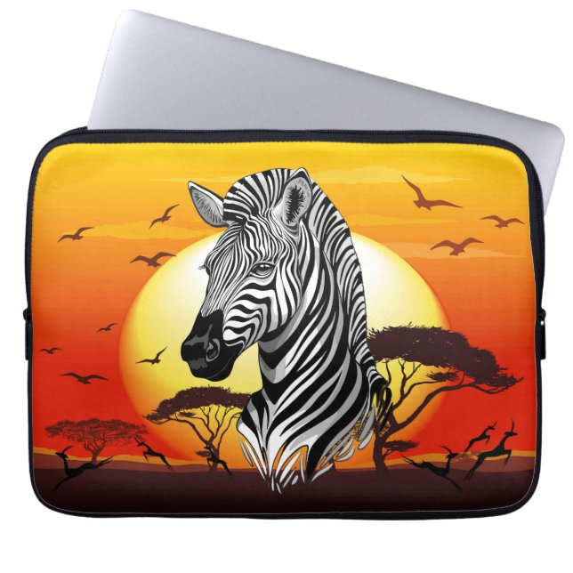 Zebra African Savanna Wild Animal Laptop Sleeve (Voorkant)